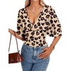 image:imageLYANER Womens Wrap V Neck Dressy Casual TopsHeart Shaped Leopard