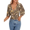 image:imageLYANER Womens Wrap V Neck Dressy Casual TopsLeaves and Branches