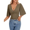 image:imageLYANER Womens Wrap V Neck Dressy Casual TopsLight Army Green