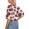 image:imageLYANER Womens Wrap V Neck Dressy Casual TopsWine Red Flower