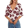 image:imageLYANER Womens Wrap V Neck Dressy Casual TopsWine Red Flower