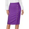 image:imageLYANER Womens Button Stretch Casual Pencil SkirtPurple