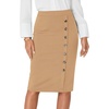 image:imageLYANER Womens Button Stretch Casual Pencil SkirtSolid Brown