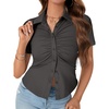 image:imageLYANER Womens Collar V Neck Business Casual TopsDark Gray