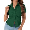 image:imageLYANER Womens Collar V Neck Business Casual TopsDark Green