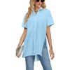 image:imageLYANER Womens Collar V Neck Split Hem BlouseLight Blue