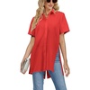 image:imageLYANER Womens Collar V Neck Split Hem BlouseRed
