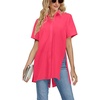image:imageLYANER Womens Collar V Neck Split Hem BlouseRose
