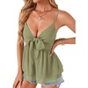 image:imageLYANER Womens Deep V Neck Sexy Babydoll Tank TopsPea Green