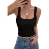 image:imageLYANER Womens Glitter Square Neck Crop Tank TopsBlack