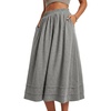 image:imageLYANER Womens High Waisted Casual Midi Skirt with PocketsGray