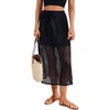 image:imageLYANER Womens Lace Hollow Out A Line High Waisted Casual Beach Long Skirt with UnderneathBlack