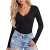 image:imageLYANER Womens Lace V Neck Long Sleeve ShirtsBlack