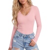 image:imageLYANER Womens Lace V Neck Long Sleeve ShirtsPink