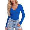 image:imageLYANER Womens Lace V Neck Long Sleeve ShirtsRoyal Blue