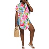 image:imageLYANER Womens Lapel Collar Sexy BlouseFloral Multicolored