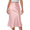 image:imageLYANER Womens Satin Silky Midi SkirtLight Pink