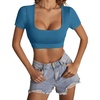image:imageLYANER Womens Scoop Neck Sexy Crop TopsHaze Blue
