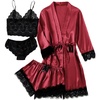 image:imageLYANER Womens Silk Satin Sexy Pajamas SetPure Wine Red
