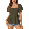 image:imageLYANER Womens Square Neck Cute Peplum TopArmy Green