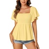 image:imageLYANER Womens Square Neck Cute Peplum TopYellow