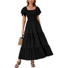 image:imageLYANER Womens Square Neck Midi DressBlack