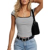 image:imageLYANER Womens Striped Knit Y2k Crop TopsWhite