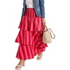 image:imageLYANER Womens Striped Smocked Tiered Long SkirtRose
