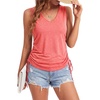 image:imageLYANER Womens V Neck Sleeveless Side Ruched Drawstring Tie Dressy Casual Tank Top ShirtsPink