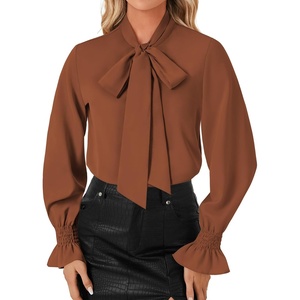 image:imageLYANER Womens Bow Tie Neck Business Work BlouseCaramel