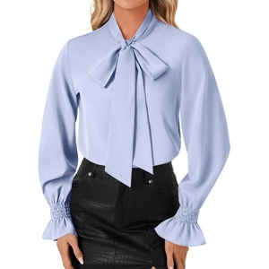 image:imageLYANER Womens Bow Tie Neck Business Work BlouseLight Blue