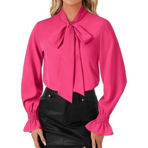 image:imageLYANER Womens Bow Tie Neck Business Work BlouseRose