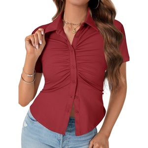 image:imageLYANER Womens Collar V Neck Business Casual TopsBurgundy