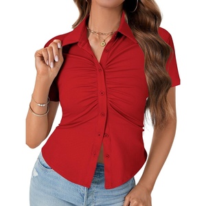 image:imageLYANER Womens Collar V Neck Business Casual TopsRed