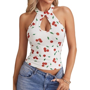 image:imageLYANER Womens Halter Neck Cut Out Y2K CamiRed Cherry