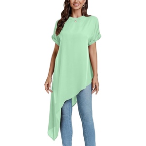 image:imageLYANER Womens Irregular Hem Dressy TopMint Green