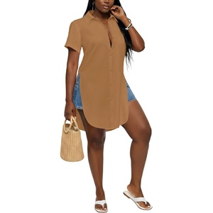 image:imageLYANER Womens Lapel Collar Sexy BlouseKhaki
