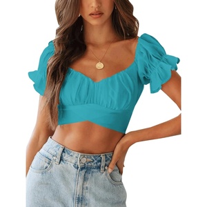 image:imageLYANER Womens Puff Short Sleeve Y2k Crop TopTurquoise