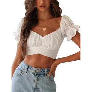image:imageLYANER Womens Puff Short Sleeve Y2k Crop TopWhite