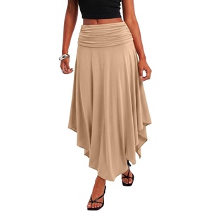 image:imageLYANER Womens Ruched Waist Wrap Ruffle Boho SkirtKhaki