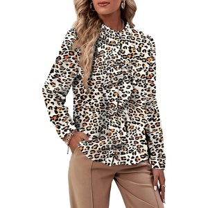 image:imageLYANER Womens Ruffle Front Elegant BlouseLeopard Beige