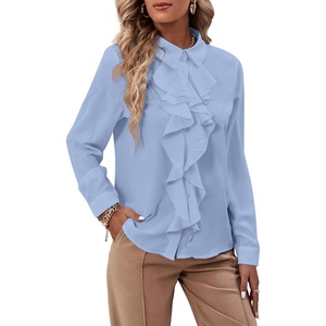 image:imageLYANER Womens Ruffle Front Elegant BlouseSky Blue