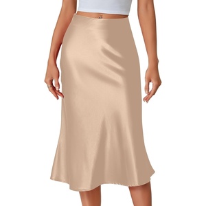 image:imageLYANER Womens Satin Silky Midi SkirtChampagne
