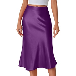 image:imageLYANER Womens Satin Silky Midi SkirtDark Purple
