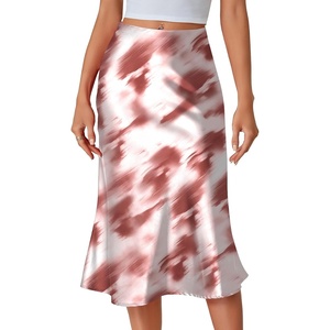 image:imageLYANER Womens Satin Silky Midi SkirtRed Tie Dye