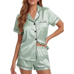 image:imageLYANER Womens Satin Silky Soft Pajamas SetMint Green2
