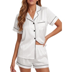 image:imageLYANER Womens Satin Silky Soft Pajamas SetSolid White