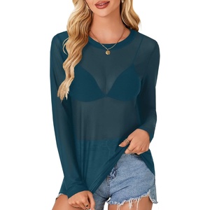 image:imageLYANER Womens Sheer Mesh See Through BlouseTeal Blue