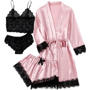 image:imageLYANER Womens Silk Satin Sexy Pajamas SetLight Pink