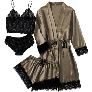 image:imageLYANER Womens Silk Satin Sexy Pajamas SetPure Army Green